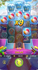 Songkran Splash · Memeriksa panel nilai taruhan dan tombol kontrol putaran.