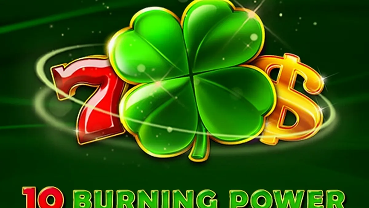 Tampilan layar mesin slot 10 Burning Power dengan simbol buah klasik dan latar belakang api